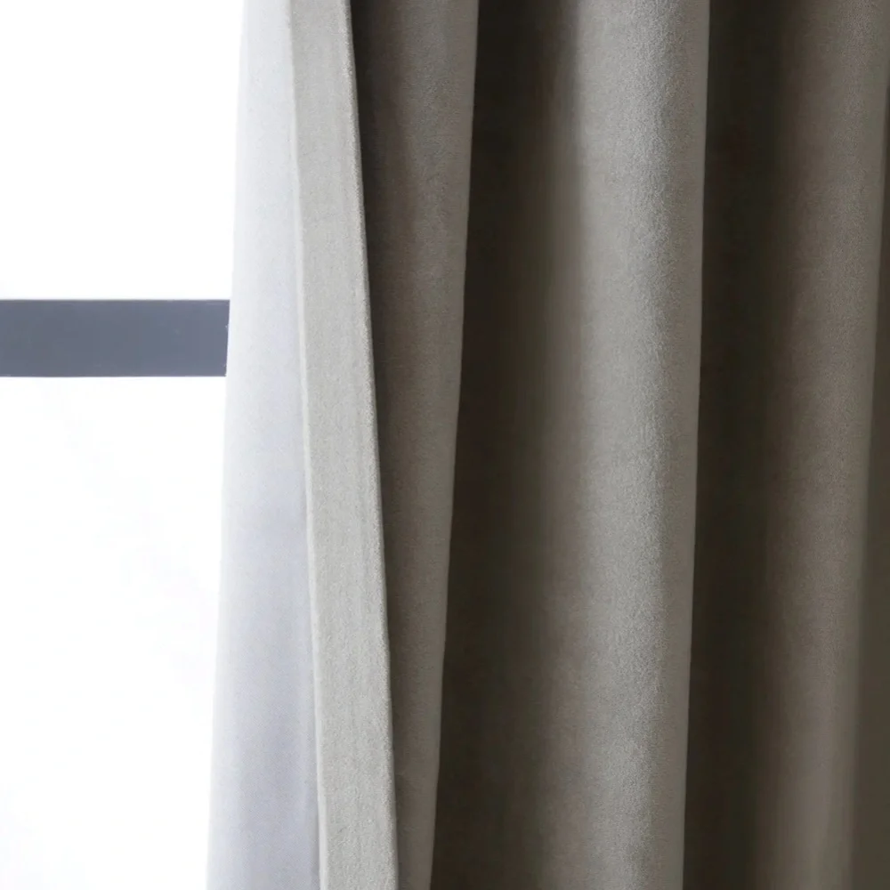 NWOT QUINCE 48x96 Cotton Velvet Room Darkening Curtain Light Grey 0609